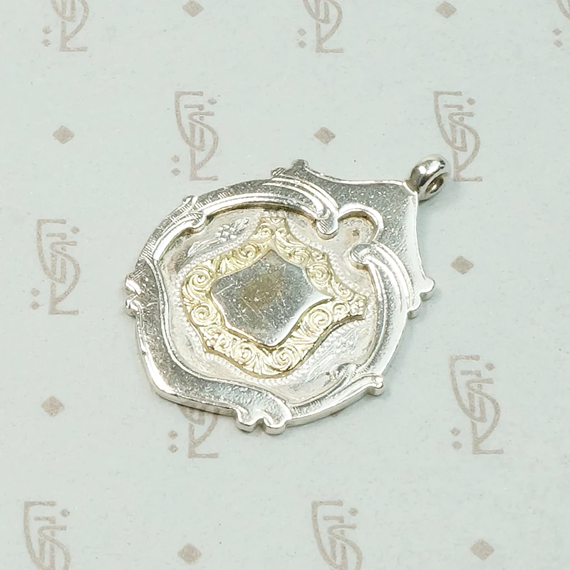 Engraved Gold on Silver 1915 English Medal Fob