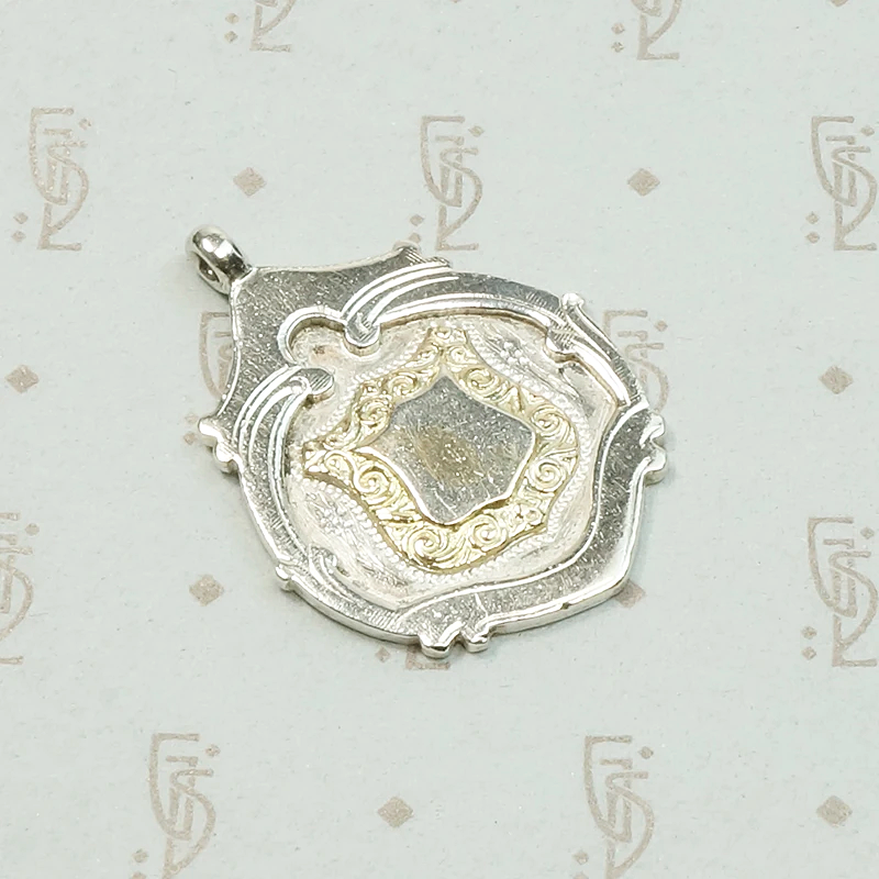 Engraved Gold on Silver 1915 English Medal Fob