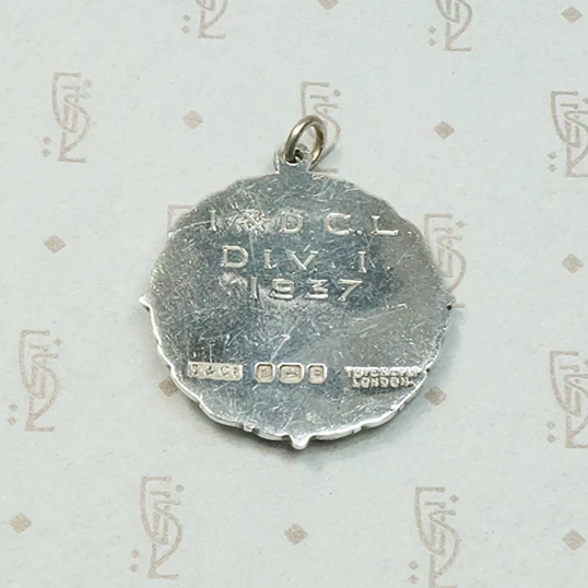 English Sterling Cricket Medal Fob Wreathed in Laurels