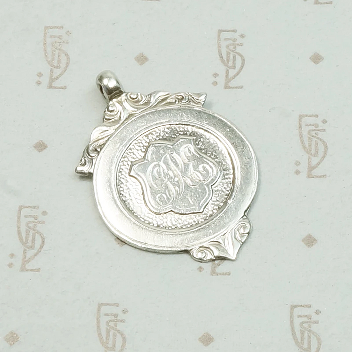 English Sterling Silver Shield "GRE" Medal Fob