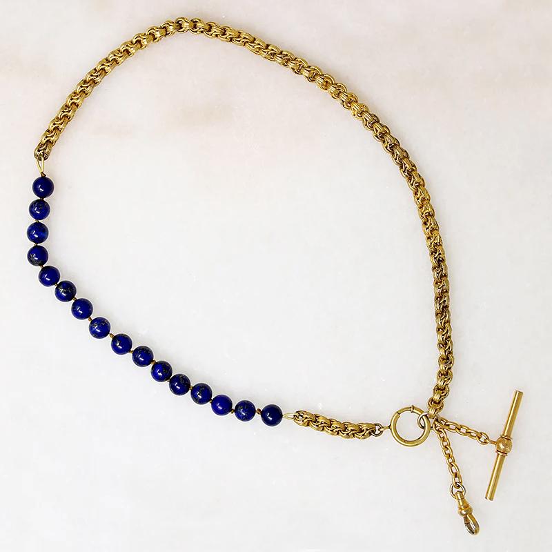 Lapis Beads & Ornate Antique Married Chain by Ancient Influences