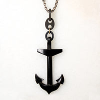Jet Anchor on Sterling & Gun Metal Chain by Ancient Influences