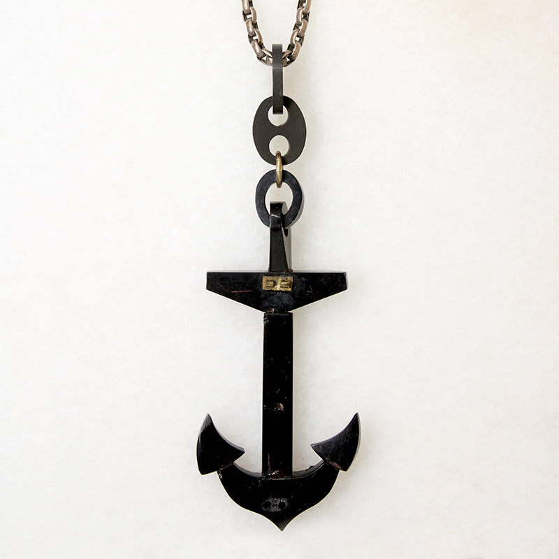 Jet Anchor on Sterling & Gun Metal Chain by Ancient Influences
