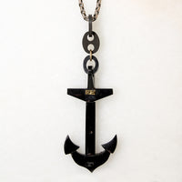 Jet Anchor on Sterling & Gun Metal Chain by Ancient Influences