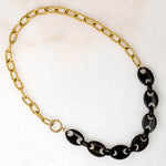 Carved Jet & Golden Oval Link Chain by Ancient Influences