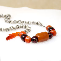 Amber & Carnelian Beads on Silver Chain by Ancient Influences