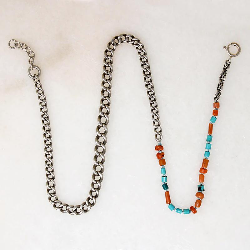 English Sterling & Colorful Bead Necklace by Ancient Influences