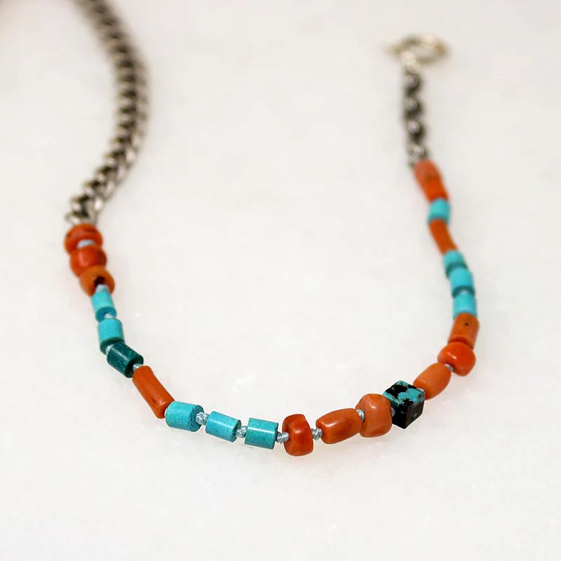English Sterling & Colorful Bead Necklace by Ancient Influences