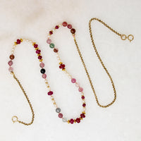 Pearl, Ruby & Tourmaline on 18k Gold Necklace by Ancient Influences
