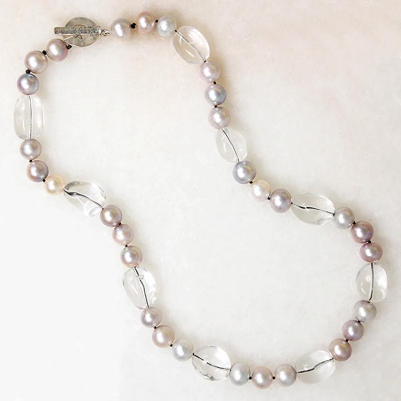 Silver Pearl & Rock Crystal Bead Necklace by Ancient Influences