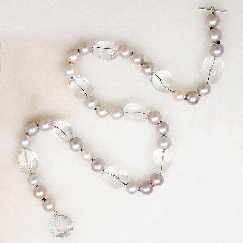 Silver Pearl & Rock Crystal Bead Necklace by Ancient Influences
