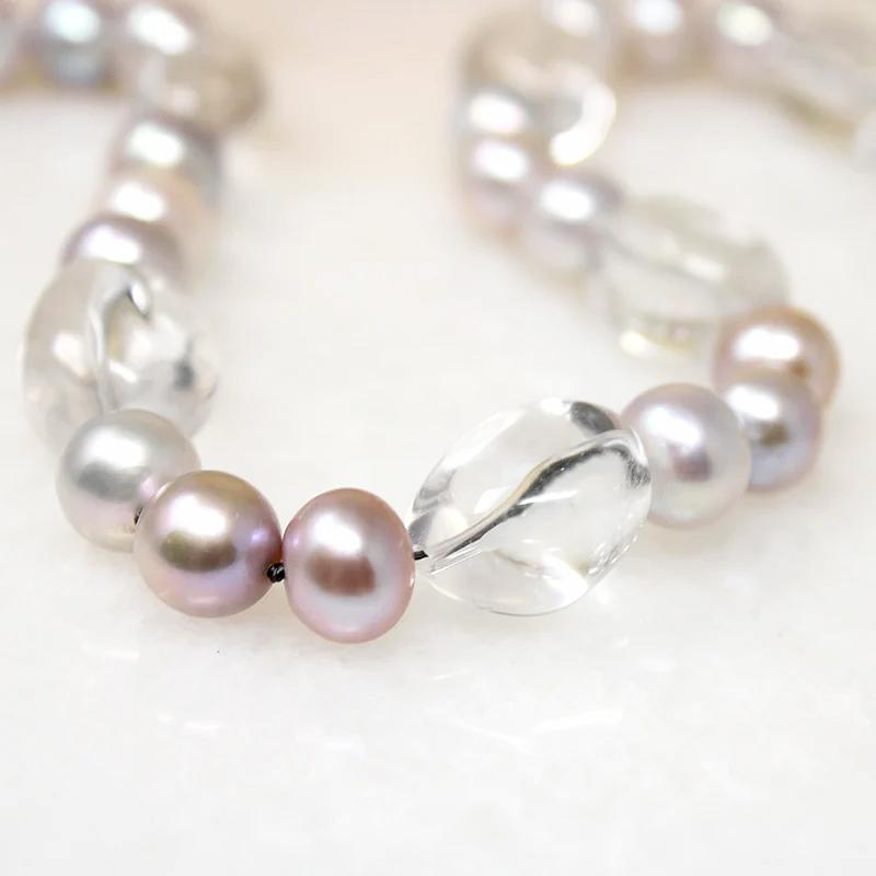 Silver Pearl & Rock Crystal Bead Necklace by Ancient Influences