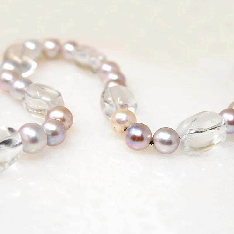 Silver Pearl & Rock Crystal Bead Necklace by Ancient Influences