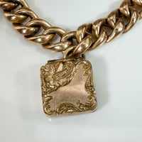 Chunky Engraved Curb Bracelet with Griffon Locket