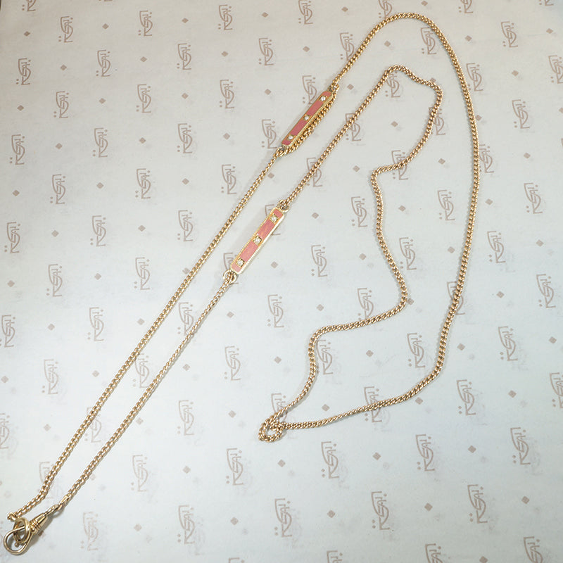 Rosy Gold Curb Chain with Enameled Slides by Ancient Influences