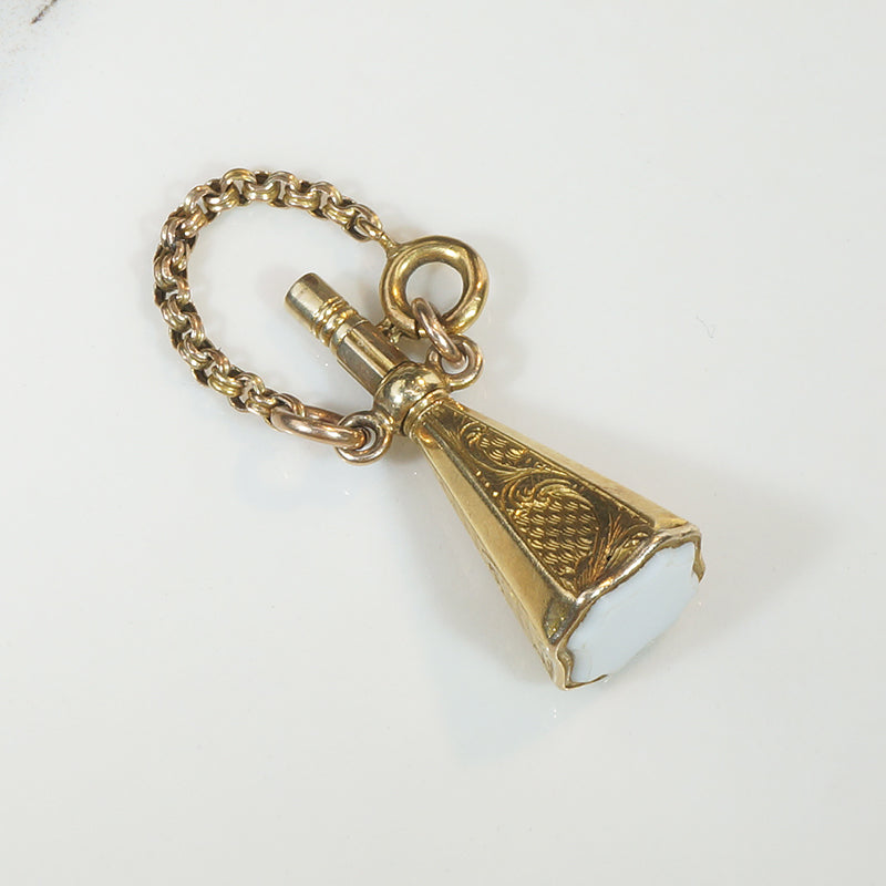 Gorgeous Victorian Gold & Chalcedony Watch Key