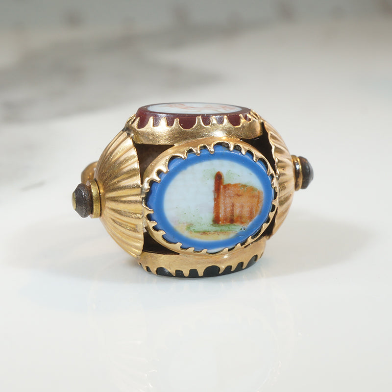 French 18k Spinner Fob with Rustic Enamels