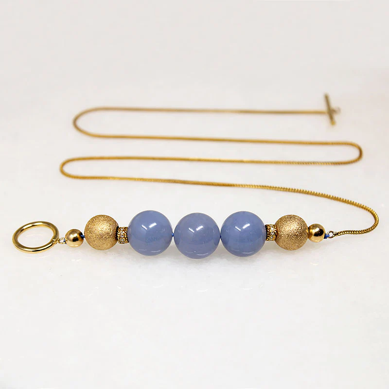 Chalcedony, Gold & Diamond Bead Necklace by Ancient Influences