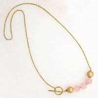 Rose Quartz & Matte Gold Bead Necklace by Ancient Influences