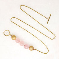 Rose Quartz & Matte Gold Bead Necklace by Ancient Influences