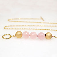 Rose Quartz & Matte Gold Bead Necklace by Ancient Influences