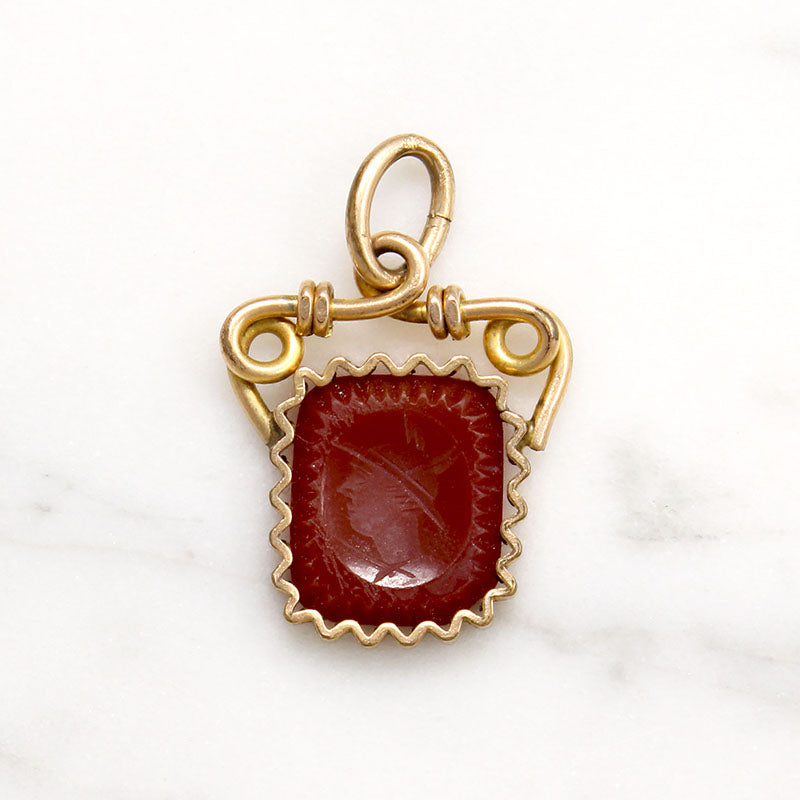 Carnelian Mercury Intaglio in Gold Filled Victorian Fob