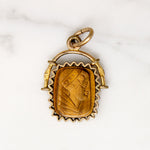 Tudor Woman Tigers Eye Cameo in Gold Filled Victorian Fob