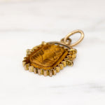 Tudor Woman Tigers Eye Cameo in Gold Filled Victorian Fob