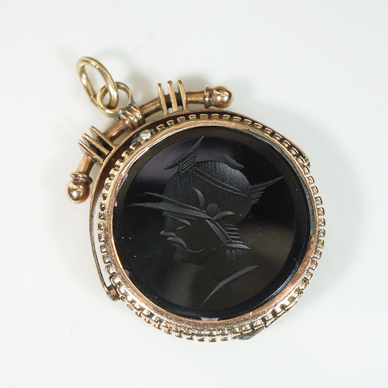 Moustachiod Soldier Intaglio in Victorian Locker Fob