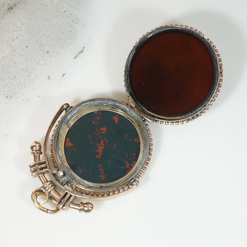 Moustachiod Soldier Intaglio in Victorian Locker Fob