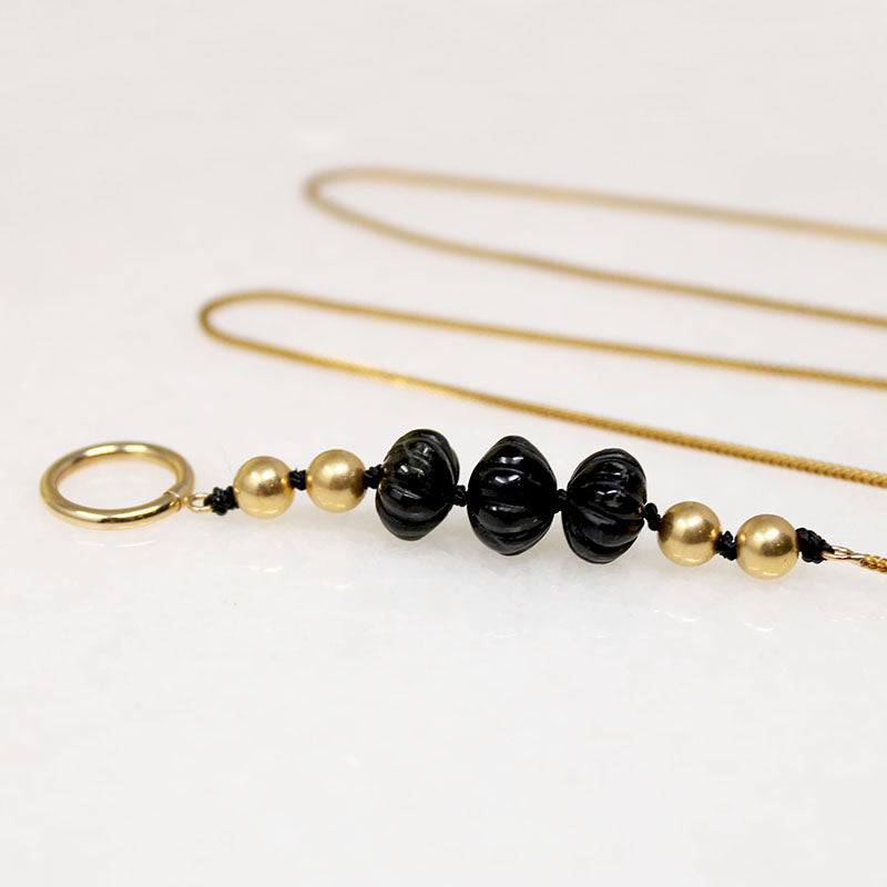 Black Tourmaline & Gold Beaded Necklace by Ancient Influences