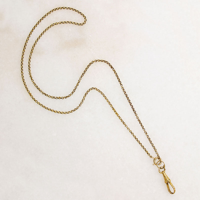 18k Gold Engraved French Hook on Rolo Chain by Ancient Influences