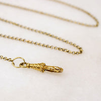 18k Gold Engraved French Hook on Rolo Chain by Ancient Influences