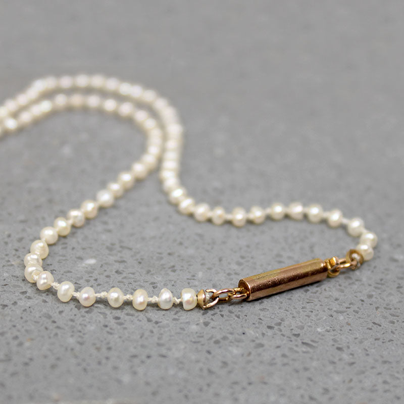 Delicate Natural River Pearls with Gold Clasp by Ancient Influences