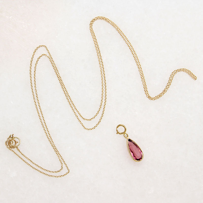 Rosé 1.75ct Tourmaline Pendant on Gold Chain by Ancient Influences