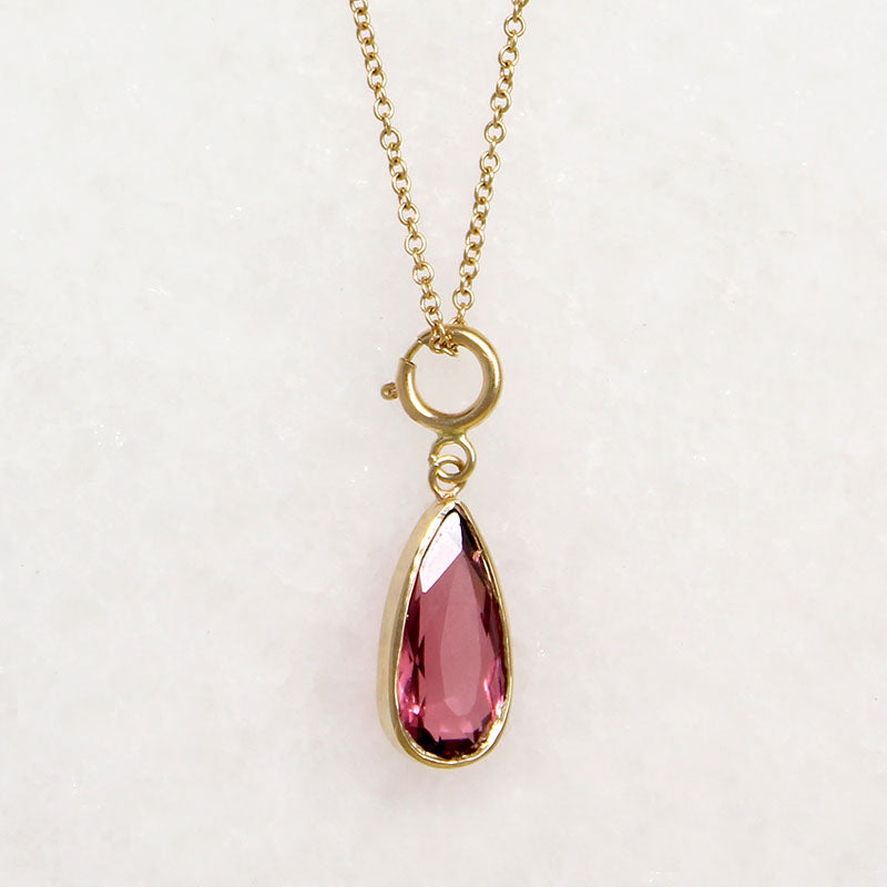 Rosé 1.75ct Tourmaline Pendant on Gold Chain by Ancient Influences
