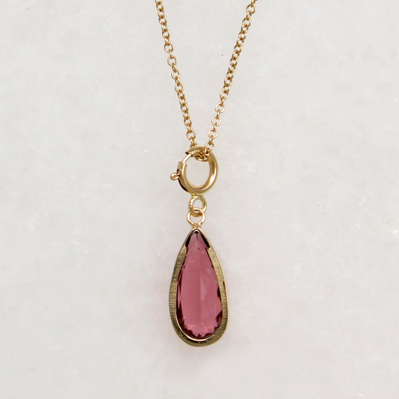 Rosé 1.75ct Tourmaline Pendant on Gold Chain by Ancient Influences