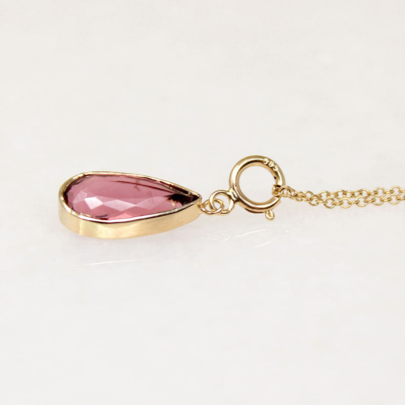 Rosé 1.75ct Tourmaline Pendant on Gold Chain by Ancient Influences
