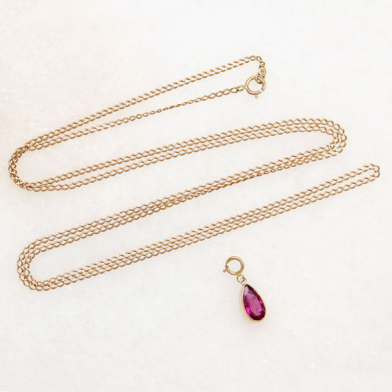 Hot Pink 1.75ct Tourmaline Pendant on Curb Chain by Ancient Influences