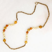 English Chain Necklace with Pearl & Autumnal Jade by Ancient Influences