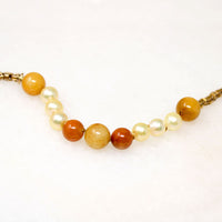 English Chain Necklace with Pearl & Autumnal Jade by Ancient Influences