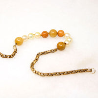 English Chain Necklace with Pearl & Autumnal Jade by Ancient Influences