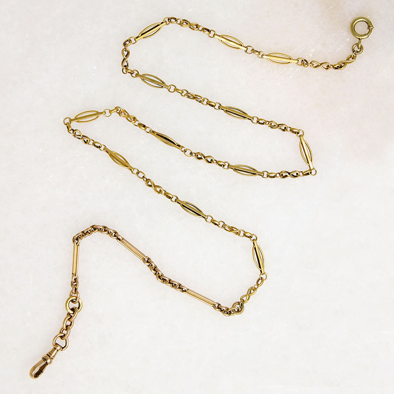 Edwardian Gold Oval & Bar Link Married Chain by Ancient Influences