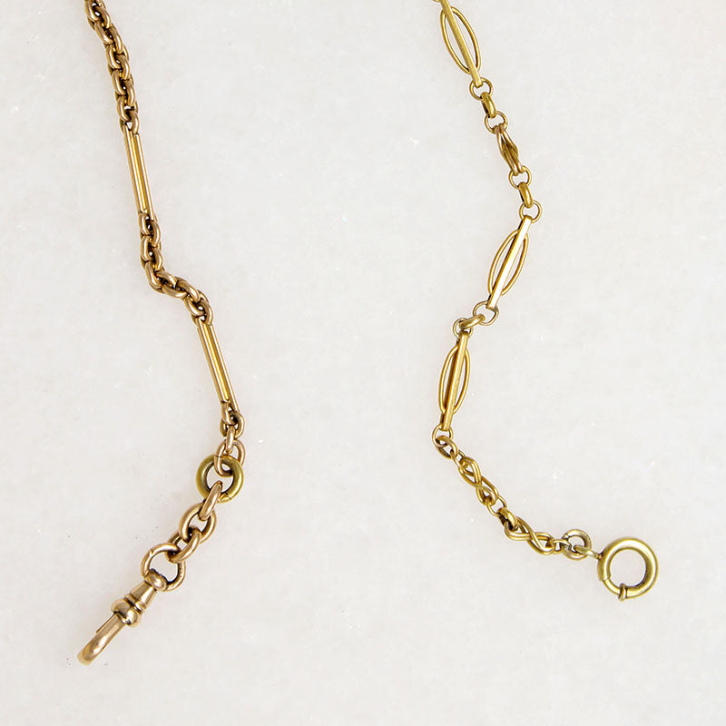 Edwardian Gold Oval & Bar Link Married Chain by Ancient Influences