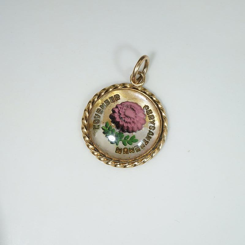 Reverse Painted Crystal Chrysanthemum Charm