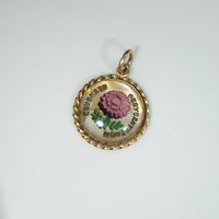 Reverse Painted Crystal Chrysanthemum Charm