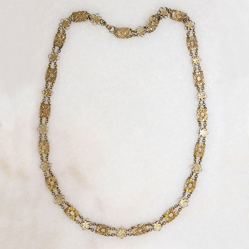 Victorian Silver Gilt Floral Link Chain by Ancient Influences