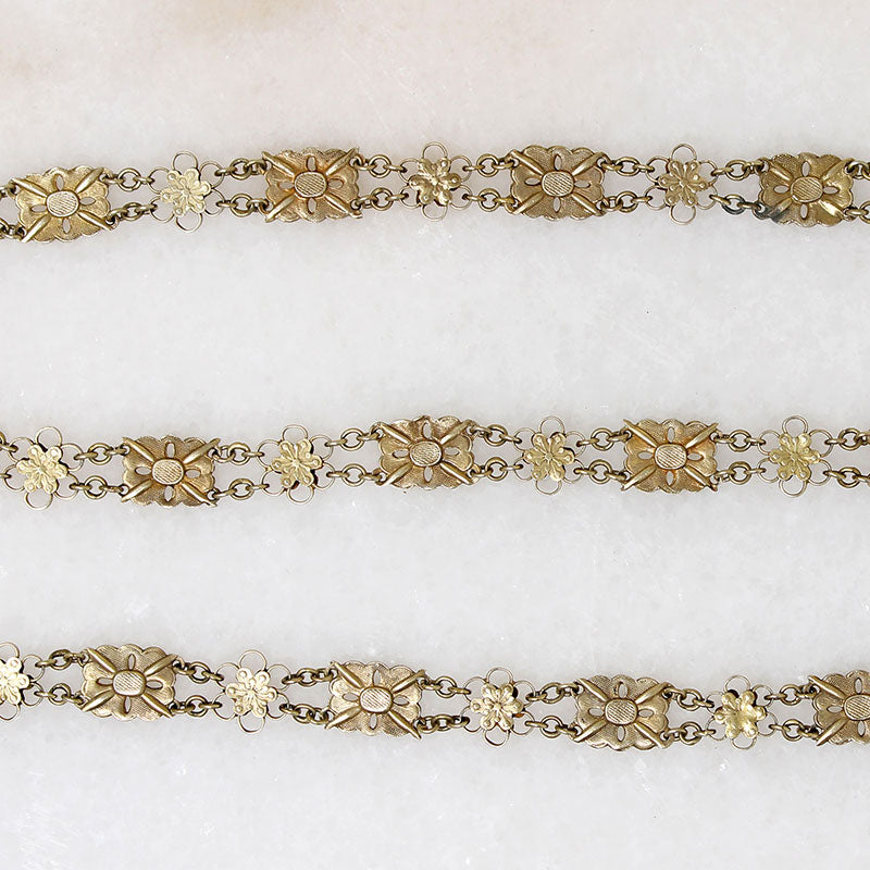 Victorian Silver Gilt Floral Link Chain by Ancient Influences