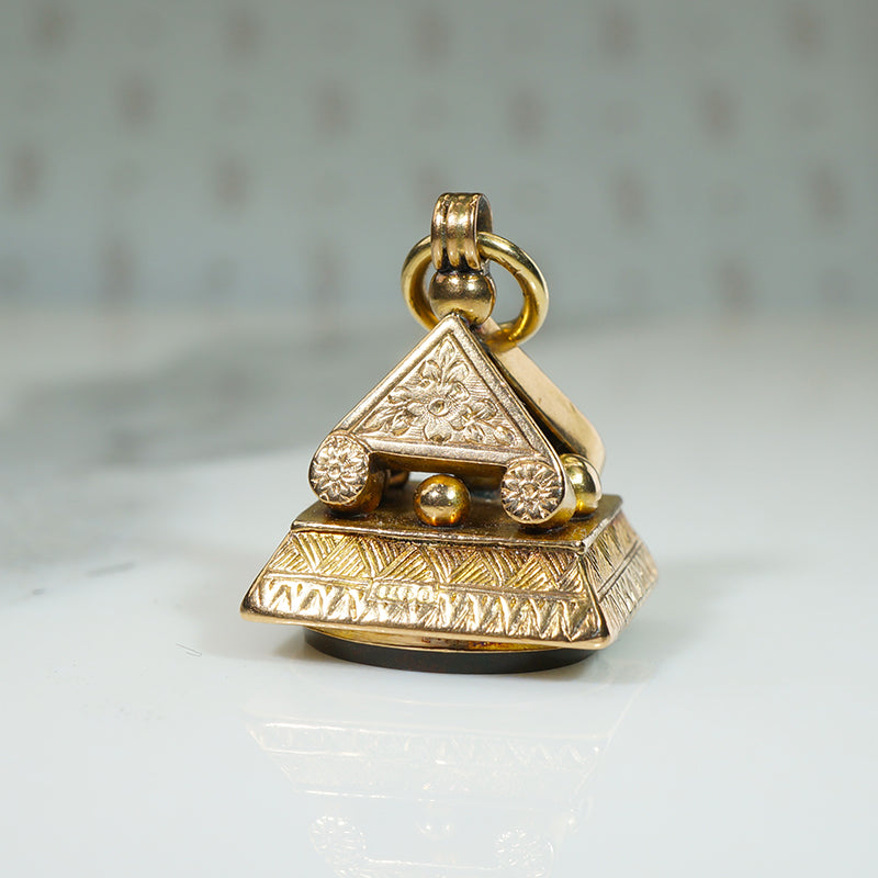 English 9k Gold Greek Revival Fob