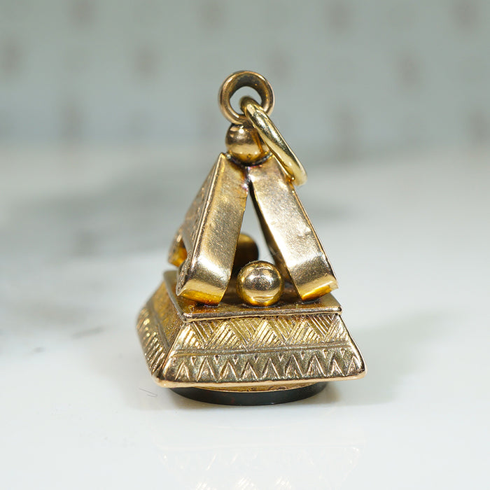 English 9k Gold Greek Revival Fob